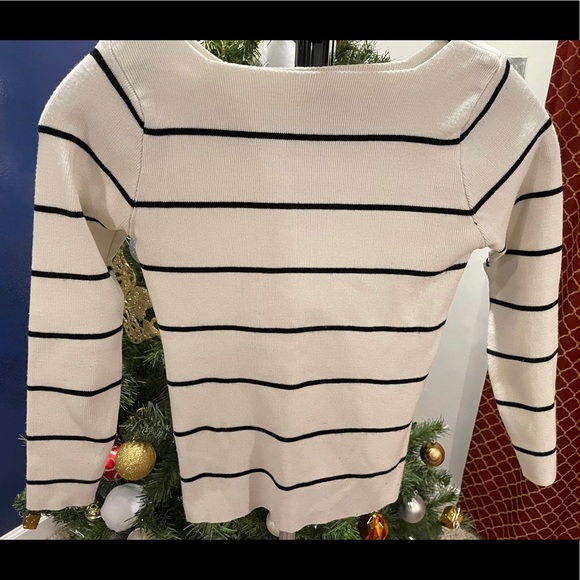 White Sweater with Black Stripes, Size S - Picture 2 of 3